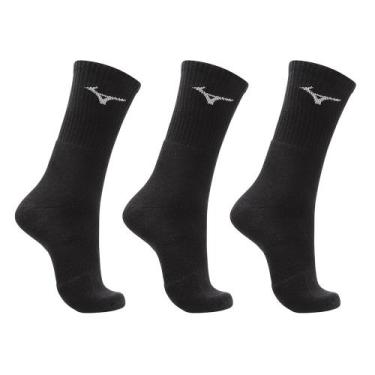Imagem de Meia Cano Alto Mizuno Prime Tam. 33-38 Pacote Com 3 Pares, Preto, 33-3