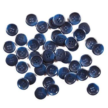 Imagem de MASONEE 80 Peças Botões Azuis Grandes De 3/4 Polegadas Para Costura, Redondos Resina Azul Marinho Artesanato, Casaco Com 4 Furos E Costas Planas Camisa, Suéter, Faça Você Mesmo Roupas, Plástico Azui