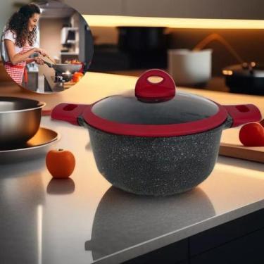 Imagem de Conjunto Panelas Em Cerâmica Cor Preta Vermelho Perfeito - Atena