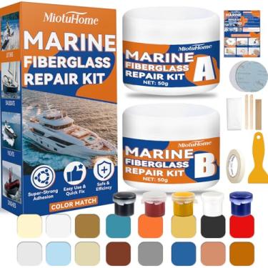 Imagem de MiotuHome Kit de reparo de fibra de vidro marítimo para barcos, kit de reparo de revestimento de gel para barcos, kit de reparo de barco de fibra de vidro, enchimento de epóxi para barcos
