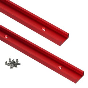 Imagem de KETIPED 2 peças de alumínio 400 mm perfil de corte duplo universal 3/4 T-Track com furos de montagem pré-perfurados e parafusos de madeira, trilho tipo T 30 para gabaritos e luminárias de marcenaria,