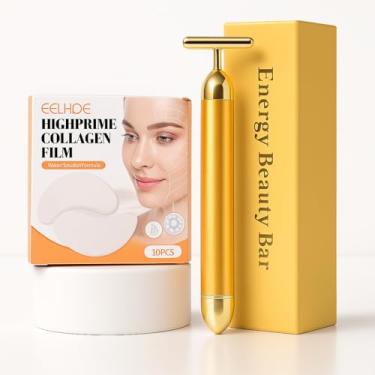 Imagem de Kit Massageador Facial Gold e Filme Solúvel de Colágeno - Skincare Rejuvenescedor