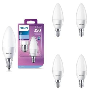 Imagem de 5 Lâmpada Led Vela 3.5w Philips Bivolt 6500k E14/27 350lm