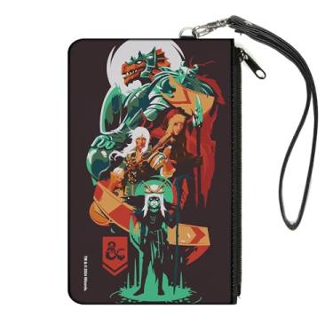 Imagem de Buckle-Down Carteira Wizards of the Coast, bolsa com zíper, colagem de personagens Dungeons and Dragons, marrom, multicolorida, tela, Vermelho, LARGE, Casual