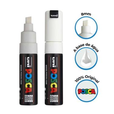 Imagem de Caneta Posca 8k Ponta Chanfrada 8mm Branca - Uniball