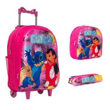 Imagem de Kit Mochila Infantil De Rodinhas Lilo & Stitch Reforçada - Toys 2U