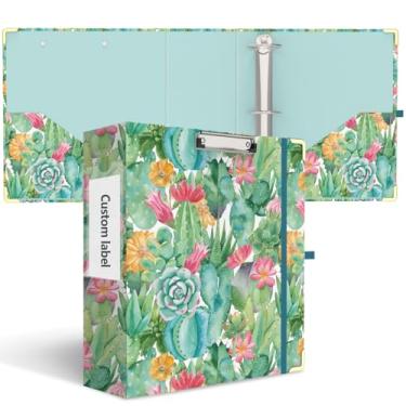 Imagem de Fichário de 3 anéis, 7,6 cm, linda prancheta decorativa de baixo perfil com armazenamento, fichários redondos de 7,5 cm para papel tamanho carta, organizador de fichário durável para material de