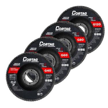 Imagem de Kit 4 Disco Flap Porcelanato Granito Acabamento 115mm Cortag, Kit G40/