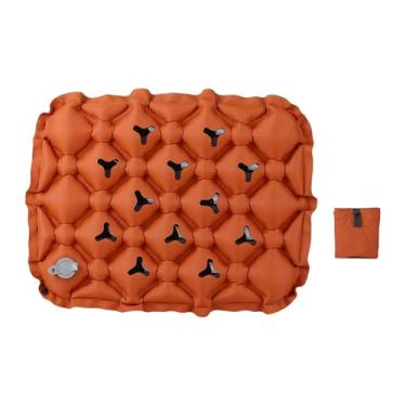 Imagem de simhoa Almofada de assento inflável para acampamento, almofada de assento de ar antiderrapante, de cadeira dobrável portátil para estádio, viagem, escalada, Marrom