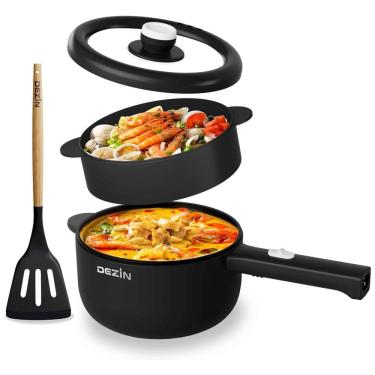 Imagem de Panela Elétrica Antiaderente 2L com Controle Temperatura Ajustável, 110V 600W, DEZIN, Preta