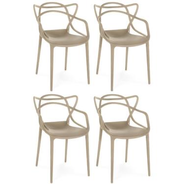 Imagem de Kit 4 Cadeiras De Jantar Allegra Prática Empilhável - Nude
