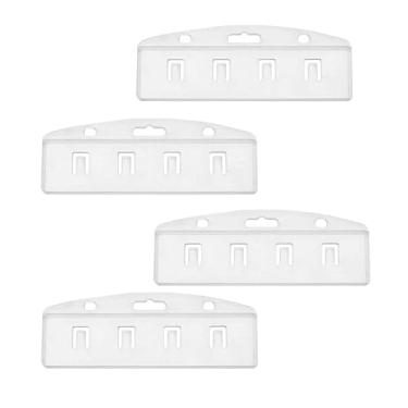 Imagem de ZHYOHEN Suporte de cartão de identificação de plástico rígido fosco translúcido policarbonato 4 peças capas horizontais semi papelão rack