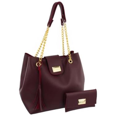 Imagem de Kit Bolsa Feminina Sacolão Alças Correntes Pratica E Elegante