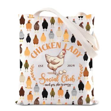 Imagem de Bolsa de ombro Chicken Lady Inspire Chicken Mama Gift Farmer Lover Gift Country Girl Bolsa de ombro com tema de galinha (ChickenLady T)