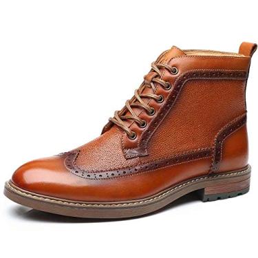 Imagem de Arkbird Chelsea Bota masculina Chukka de couro elegante e confortável com zíper, Marrom avermelhado - 555, 38