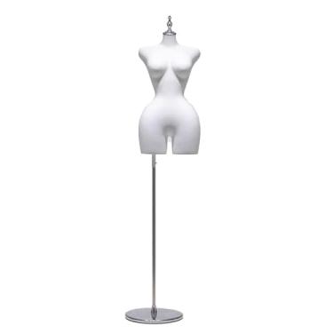 Imagem de Manequim feminino com suporte de metal e base circular, suporte de exposição de roupas de manequim europeu e americano destacável(White,Medium)