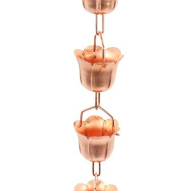 Imagem de Asixxsix Cadeia de Chuva de Lótus, Metal Lindo Som Funcional e Decorativo Bell Rain Chains, Decoração Rústica de Cobre, Calha de Reposição de Calha de Chuva, para Drenagem Externa (Tipo de glória