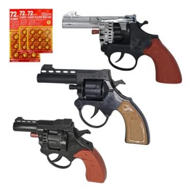 Imagem de Kit 3 Revólveres de Brinquedo com 3 Cartelas de Espoleta – Modelos Sortidos