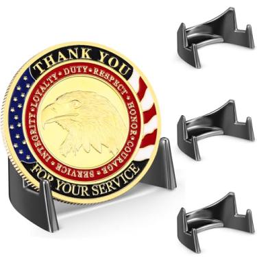 Imagem de Yaocom 4 peças, suporte de exibição de moedas de metal de 4,69 cm, porta-moedas militares, medalhão para colecionadores veteranos, serve para relógios de bolso de moedas de 5 cm ou mais (preto)