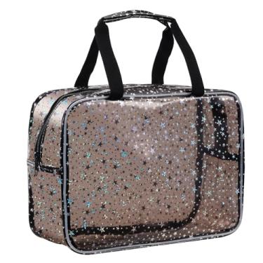 Imagem de UUYUUY Bolsa de maquiagem transparente de PVC, Preto, Bolsa de maquiagem transparente