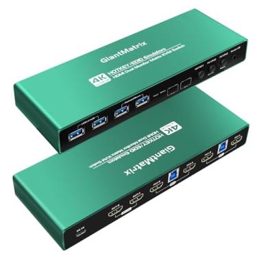 Imagem de Interruptor HDMI KVM 2 Monitores 2 Computadores Emulador Edid 2K 144hz Interruptor de Teclas Estendidas KVM Switch 2 Monitores 2 Computadores hdmi edid Clone 2K 144hz Matrix kvm Cross Display USB3.0