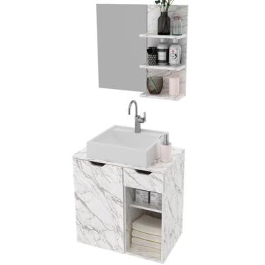 Imagem de Kit Gabinete e Espelheira de Banheiro 60 cm Cuba Romana - Tecnomobili,