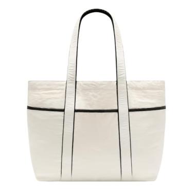 Imagem de altiland Bolsa de ombro casual repelente de água para mulheres com zíper, academia, trabalho, dança, ioga, esportes, viagens, Marfim Branco-A, One Size