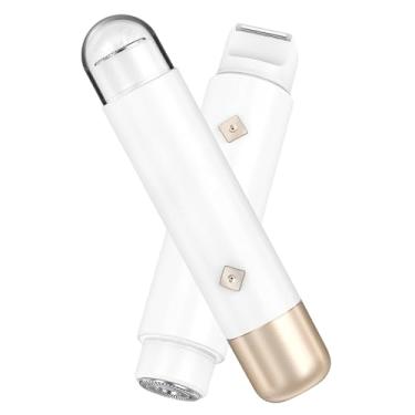 Imagem de Aparador de biquíni para mulheres - Aparador elétrico de pelos corporais 2 em 1 para pele de seda, barbeador corporal sem fio para viagem, IPX7 à prova d'água e fácil limpeza, cabeças de lâmina de