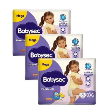 Imagem de Kit 3 Fraldas Babysec Galinha Pintadinha Premium Mega XXG com 24 unida