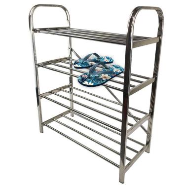 Imagem de Sapateira Inox 4 Andares 12 Pares Calçado Tenis Sapato Hall de Entrada Corredor Quarto Prateleira Multiuso Organizaçao