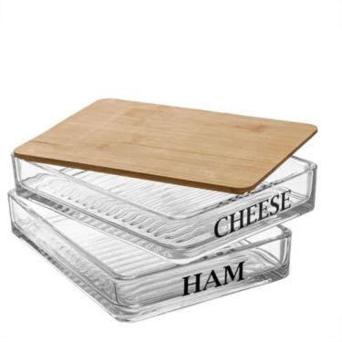 Imagem de Porta Frios de Vidro com Tampa de Bambu 20x15x8cm Wolff