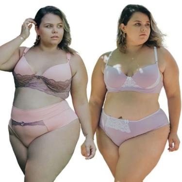 Imagem de Kit C/ 2 Conjuntos Plus Size Conforto Sutia Delicado Renda - Sou Gata 