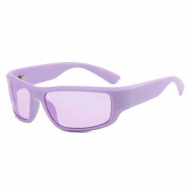 Imagem de Óculos de sol da moda para ciclismo, óculos de sol esportivos femininos, punk, retrô, steampunk, masculino, lentes prateadas, UV400 (roxo, roxo)