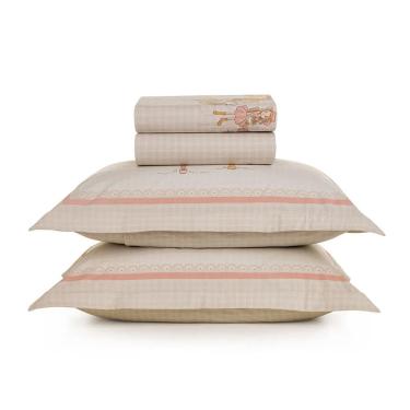 Imagem de Jogo de Lençol Infantil Casal 100% Algodão 200 Fios Daisy Meninas 4 Peças Karsten