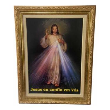 Imagem de Quadro Jesus Misericordioso Resinado 66x86cm P/ Sala Cozinha - Casa Da
