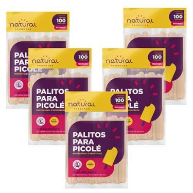 Imagem de Palito De Picolé e Sorvete, Paleta Mexicana Bambu Redondo Natural 500 Unidades