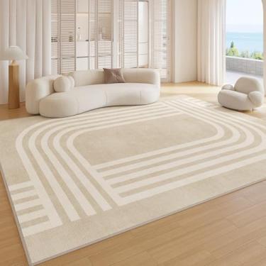 Imagem de Tapetes estilo creme para quarto, sala de estar, área grande, decoração, carpete de pelúcia, macio e fofo, grosso, lavável, tapete de chão (200x250 cm/B)