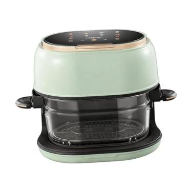 Imagem de Generic Fritadeira de ar de vidro com capacidade de 4 litros, resistente, compacta, antiaderente, com tela sensível ao toque digital e design de bandeja longa, Verde