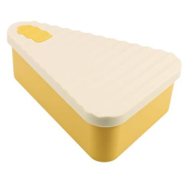 Imagem de Fenteer Caixa de armazenamento de pizza de silicone de grau alimentício triangular para frutas com vedação segura, acessório de fácil limpeza, lancheira, S Beige Yellow