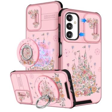 Imagem de Buleens Capa para celular Samsung Galaxy A16 5G - com suporte de anel e capa de câmera estética fofa projetada para mulheres meninas meninas kawaii castelo flores para Samsung A16 5G capas compatíveis