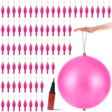 Imagem de 200 Pcs Punch Balloons Thickened Punching Balloon Heavy Duty Party Favors with Rubber Band Handle and Air Pump for Birthday Halloween Goodie Bag Stuffer Supply (Pink)