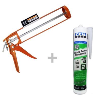 Imagem de Kit Aplicador aberto + Silicone acético veda pia box incolor Tekbond 256g