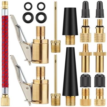 Imagem de DDJ Conjunto adaptador de válvula Presta para Schrader, kit de latão de 21 peças com agulhas de bomba esférica, ajuste universal para bicicletas e scooters elétricas