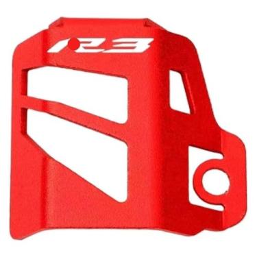 Imagem de Tampa do reservatório de fluido de freio dianteiro traseiro da motocicleta tampa do cilindro protetor de óleo R3 compatível com YZF-R3 YZFR3 2015-2021 2023 (D-vermelho)