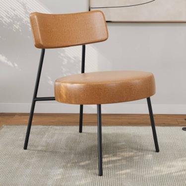 Imagem de Poltrona Decorativa Sala de Estar Kobe Estofada com Encosto Couríssimo Whisky - Abmaza