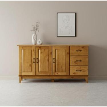 Imagem de Buffet Aparador Madeira Maciça 3 Portas 3 Gavetas Bella - Móveis MPO