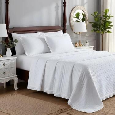 Imagem de Cobre Leito Casal Queen Size 200 Fio Magnólia Luxo E Aconchego ALICE -