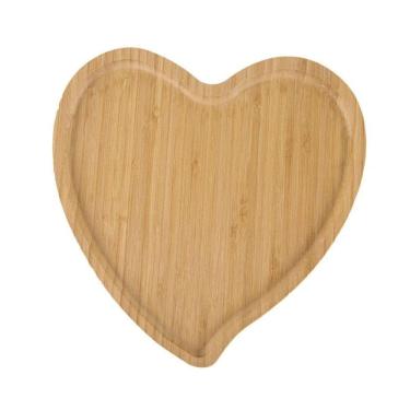 Imagem de Bandeja petisqueira de coração em bambu madeira