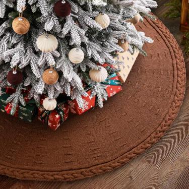 Imagem de YUJUN Saia de árvore de Natal marrom 121 cm estilo 1