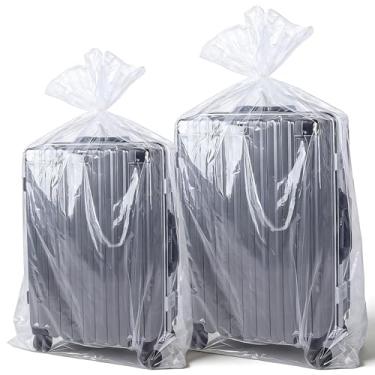 Imagem de Pacote com 10 capas de mala transparentes extra grandes, sacos de armazenamento de plástico resistente de 81 x 121 cm, sacos de transporte jumbo reutilizáveis à prova de poeira e umidade para roupas